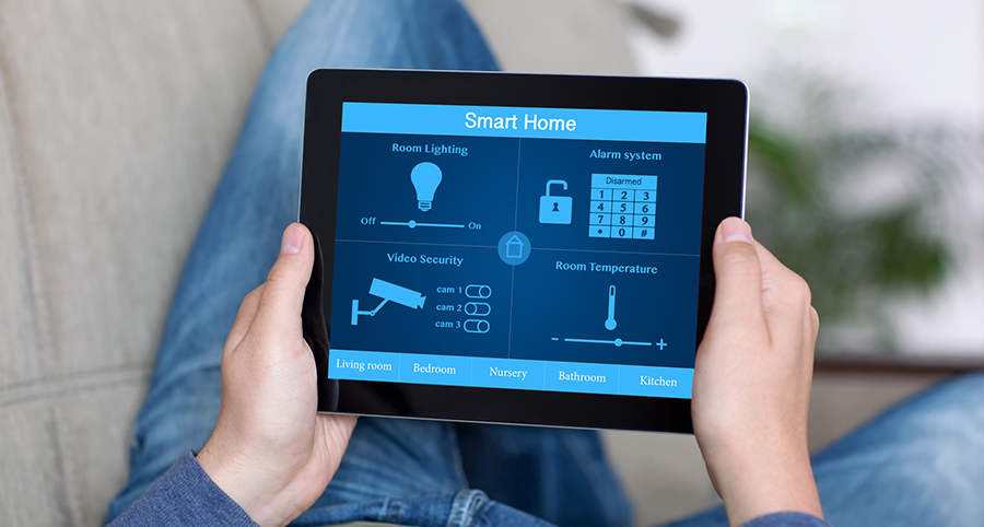 The ability to access and control security components from a mobile device is one of the top smart home trends in Helena. Close-up of smart home security app.